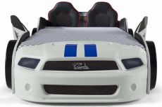 Дитяче ліжко машина Mustang Full Extra White 190х90 см з підсвічуванням, музикою, шкіряний салон, пультом